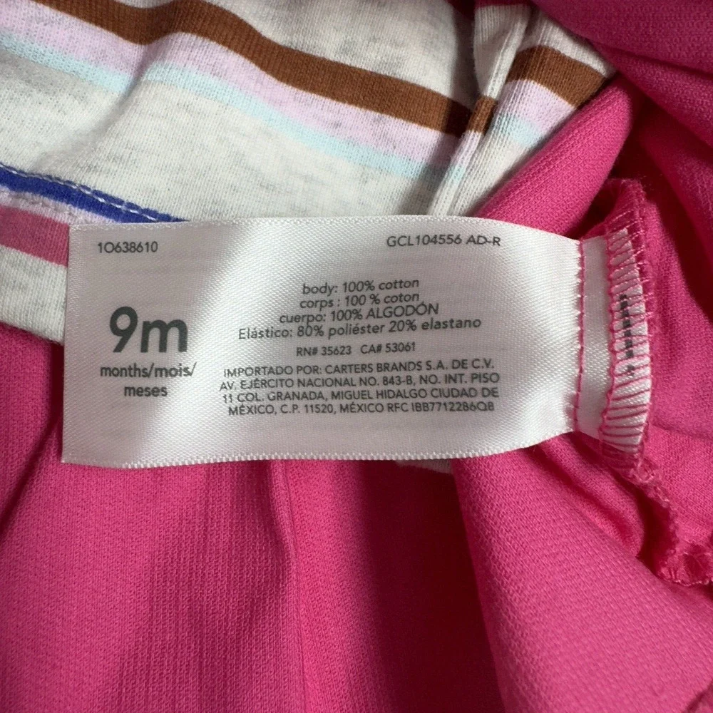 Carter's 2 piece Striped Tee & Corduroy Jumper Set Baby Girl Size 9 Months